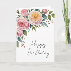 Geburtstagskarte mit weichen Aquarellrosen Karte