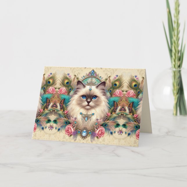 Geburtstagskarte Ragdoll Angel Cat Princess Karte (Vorderseite)