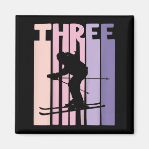 Geburtstagskarte Retro Ski Lover Skier 3 Jahre alt Magnet