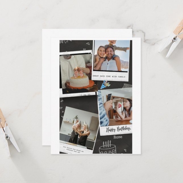 Geburtstagskarten Foto quadratische Form Collage (Vorderseite/Rückseite Beispiel)