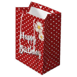 Geburtstagskäse auf Polka Dots Medium Geschenktasc Mittlere Geschenktüte
