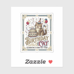 Geburtstagskatze Katze Geburtstagsalter Vintage-Ve Aufkleber