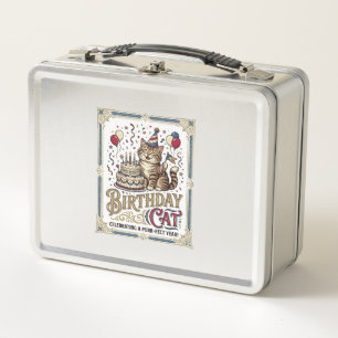 Geburtstagskatze Katze Geburtstagsalter Vintage-Ve Metall Brotdose