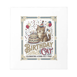 Geburtstagskatze Katze Geburtstagsalter Vintage-Ve Notizblock