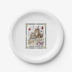Geburtstagskatze Katze Geburtstagsalter Vintage-Ve Pappteller