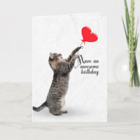 Geburtstagskatze mit Herzballon