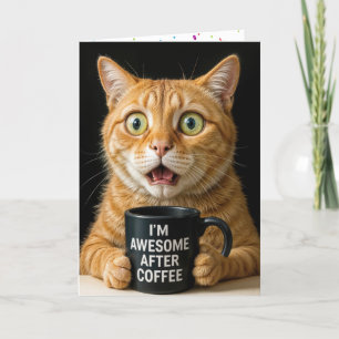 Geburtstagskatze mit lustiger Kaffee-Tasse Karte