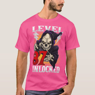 Geburtstagskelett des Gamers Level 87 Unlock Gam T-Shirt