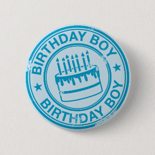 Geburtstagskind - blaue Briefmarke Button