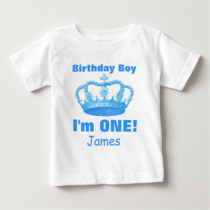 Geburtstagskind mit Krone Ich bin eins! Individuel Baby T-shirt