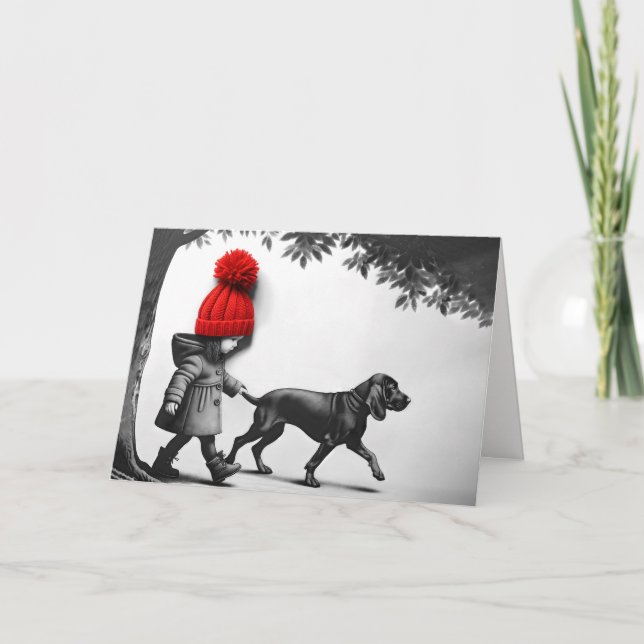 Geburtstagskinder gehen ihrem Hund Karte (Vorderseite)
