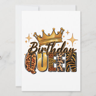 Geburtstagskönigin mit goldener Krone Leopard Einladung