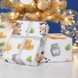 Geburtstagskorb von Landtieren Geschenkpapier