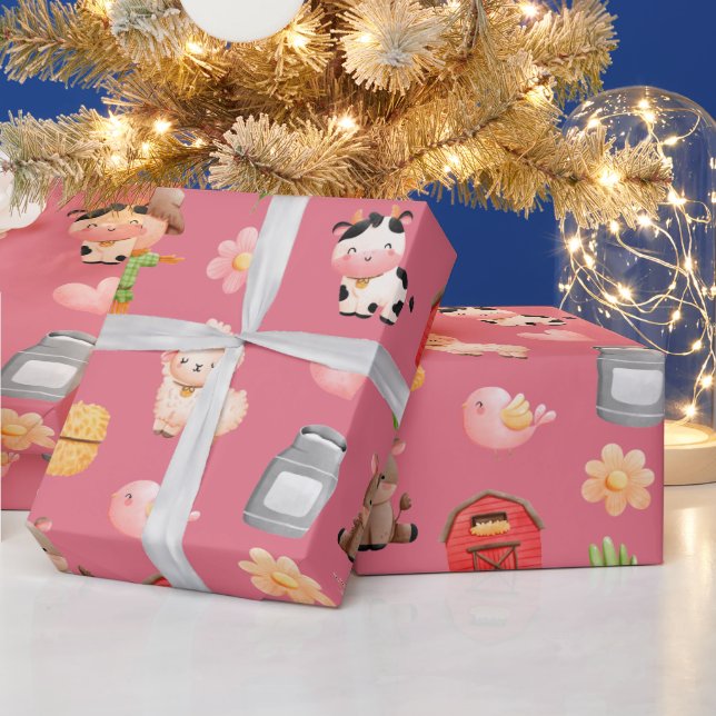 Geburtstagskorb von Landtieren Geschenkpapier (Feiertage)
