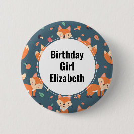 Geburtstagskranz - Niedliches Orange Fox Tiermuste Button