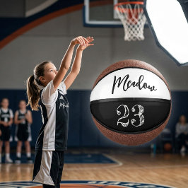 Geburtstagskript Name Nummer Schwarz Weiß Basketba Mini Basketball