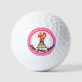 Geburtstagskuchen auf Feuer mit 40 Kerzen Golfball