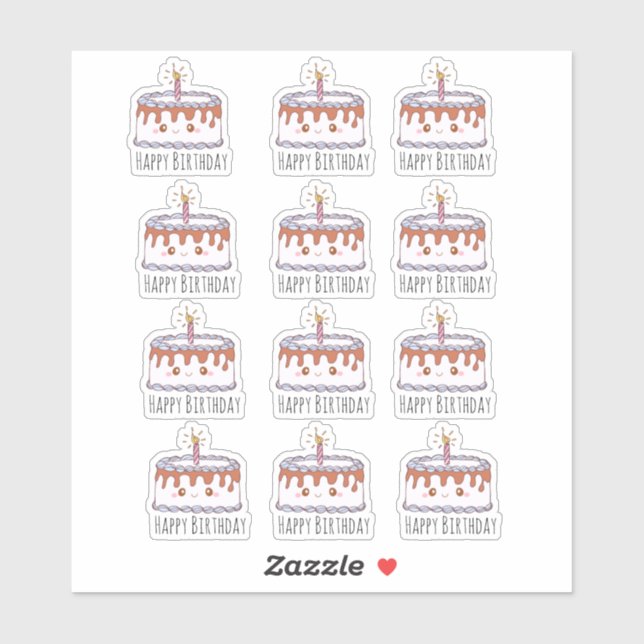 Geburtstagskuchen Aufkleber (Blatt)