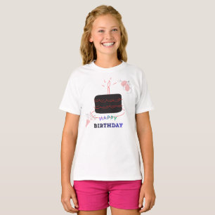 Geburtstagskuchen bedrucktes Mädchen-T-Shirt T-Shirt