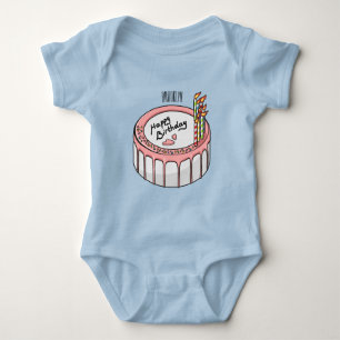 Geburtstagskuchen-Cartoon Baby Strampler