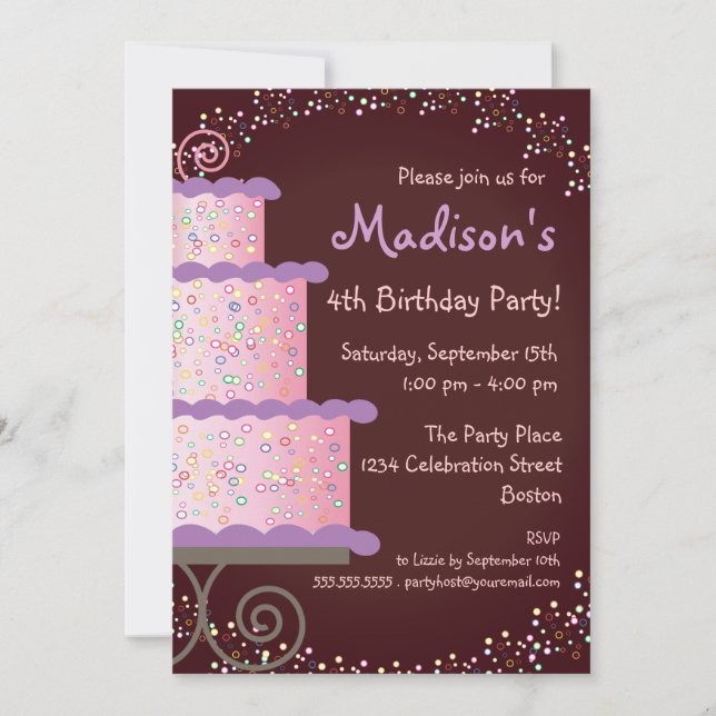 Geburtstagskuchen Geburtstagsparty Einladung (Vorderseite)