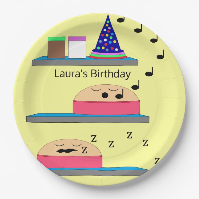 Geburtstagskuchen Gewartet Mattiert Pappteller (Vorderseite)