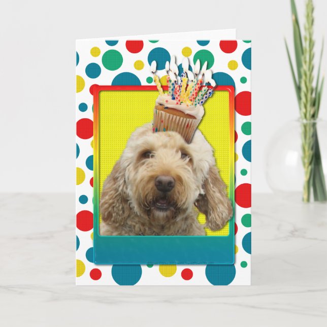 Geburtstagskuchen - Golden Doodle Karte (Vorderseite)