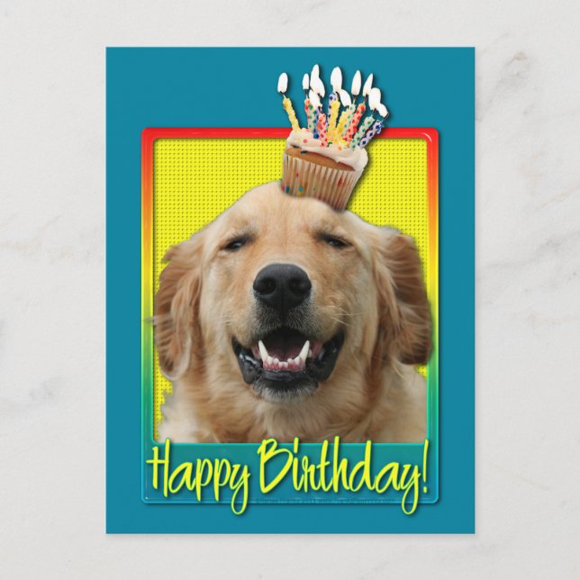 Geburtstagskuchen - Golden Retriever - Mickey Postkarte (Vorderseite)