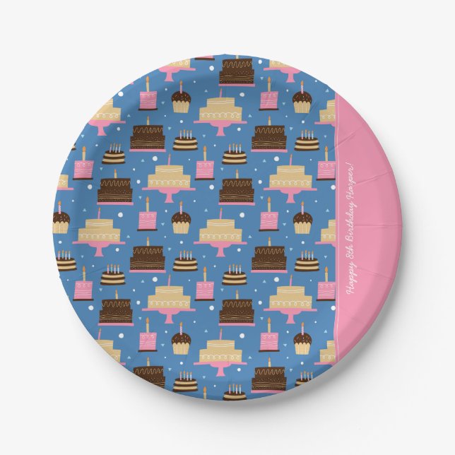 Geburtstagskuchen Individuelle Name + Gruß Pappteller (Vorderseite)