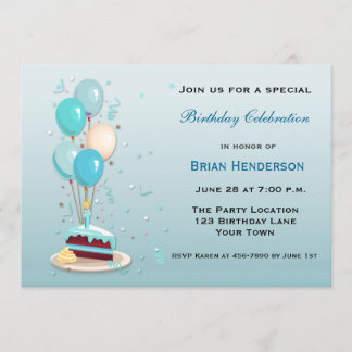 Geburtstagskuchen mit Balloons Einladung