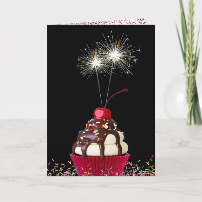 Geburtstagskuchen mit Sparklern Karte (Vorderseite)