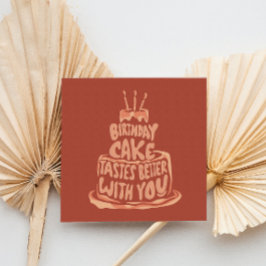 Geburtstagskuchen schmeckt besser bei Ihnen - Rot Dankeskarte