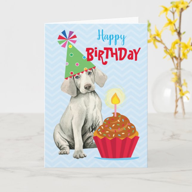 Geburtstagskupcake Weimaraner-Karte Karte (Gelbe Blume)