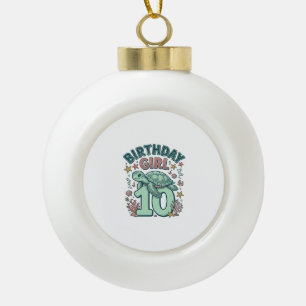 Geburtstagsmädchen 10 Meeresschildkröte Vintage-St Keramik Kugel-Ornament