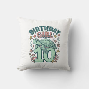 Geburtstagsmädchen 10 Meeresschildkröte Vintage-St Kissen
