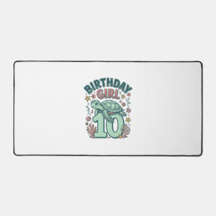Geburtstagsmädchen 10 Meeresschildkröte Vintage-St Schreibtischunterlage