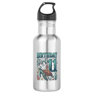 Geburtstagsmädchen 11 Meeresschildkröte Vintage-St Edelstahlflasche
