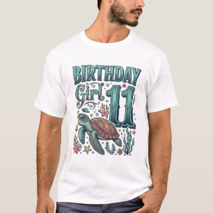 Geburtstagsmädchen 11 Meeresschildkröte Vintage-St T-Shirt