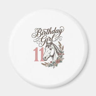 Geburtstagsmädchen 11 Pferd Floral Vintage-Shirt-D Magnet