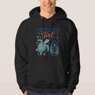 Geburtstagsmädchen 6 Meeresschildkröte Vektor Desi Hoodie