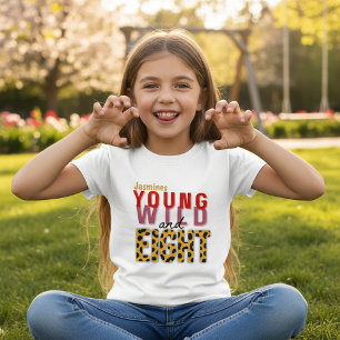 Geburtstagsmädchen Acht Leoparden-Druck-Text-Desig T-Shirt