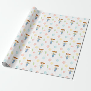 Geburtstagsmädchen in Overalls - Rotkopfumhüllungs Geschenkpapier