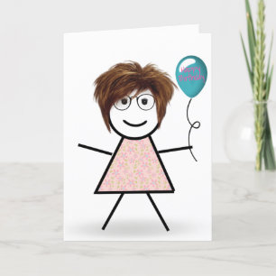 Geburtstagsmädchen mit Ballon Karte