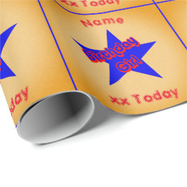 Geburtstagsmädchen Niedlich Personalisiert Geburts Geschenkpapier