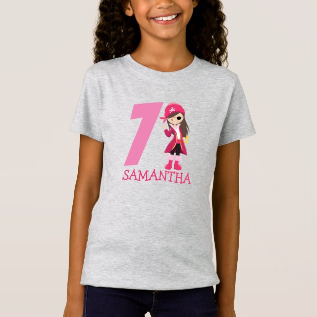 Geburtstagsmädchen Party Pirate 7. T - Shirt (Vorderseite)