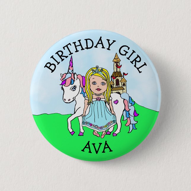 Geburtstagsmädchen Personalisieren-Button Prinzess Button (Vorderseite)