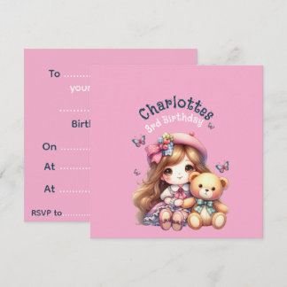Geburtstagsmädchen Personalisierter Papier-Teller Einladung
