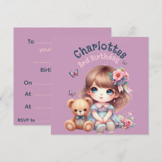 Geburtstagsmädchen Personalisierter Papier-Teller Einladung