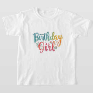 Geburtstagsmädchen Regenbogentext T-Shirt