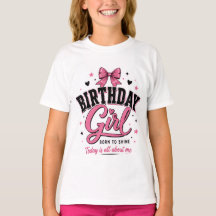Geburtstagsmädchen-Teen-T-Shirt mit rosa Bogen-Gra